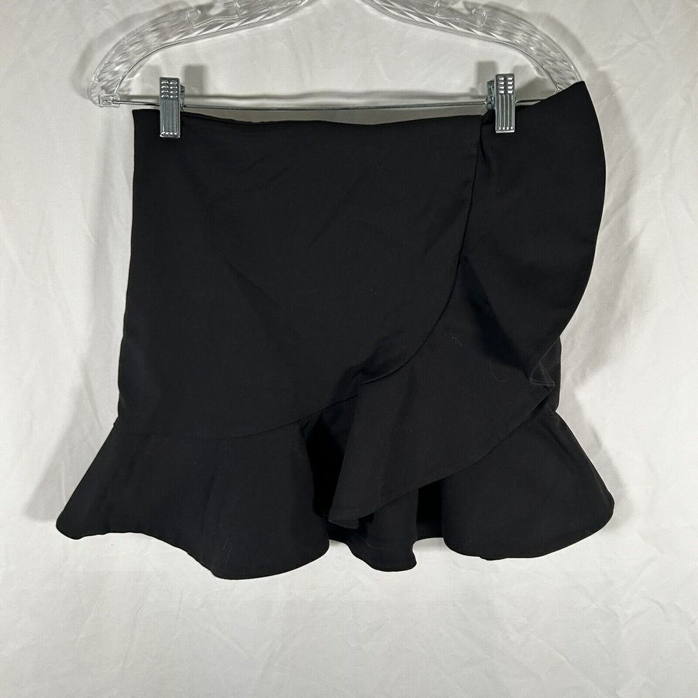Zara Woman Skirt Womens Small Black Front Wrap Side Zip Mini Skirt